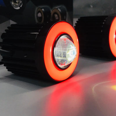 Mini Driving Ring Light Upgraded Model Motorcycle Auxiliary Spot Lights High Low Beam White / Yellow With Ring 2 Pcs Set