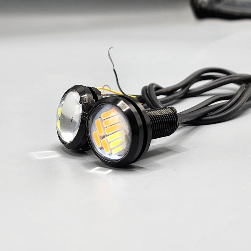 Universal Multifunctional Eagle Eye DRL LED Light White/Yellow 2 Pcs Set