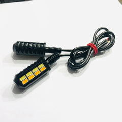 Universal Motorcycle Led Black Mini Turn Signals Lights Blinker Metal Indicator 2 Pcs Set