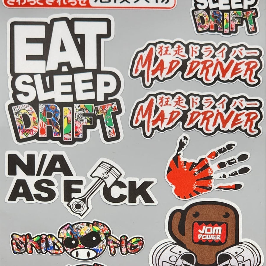 Premium Quality Custom Sticker Big Sheet For Car & Bike Embossed Style EAT SLEEP DRIFT