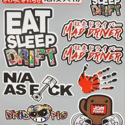 Premium Quality Custom Sticker Big Sheet For Car & Bike Embossed Style EAT SLEEP DRIFT