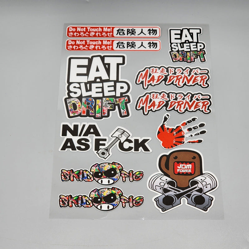 Premium Quality Custom Sticker Big Sheet For Car & Bike Embossed Style EAT SLEEP DRIFT