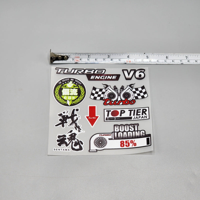 Premium Quality Custom Sticker Sheet For Car & Bike Embossed Style TURBO ENGINE
