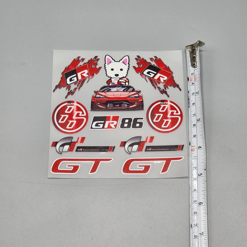 Premium Quality Custom Sticker Sheet For Car & Bike Embossed Style GR GT