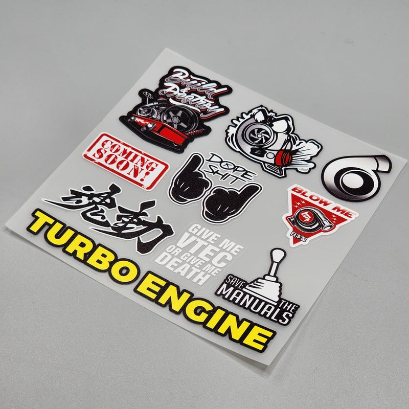 Premium Quality Custom Sticker Sheet For Car & Bike Embossed Style BUILD AND DESTROY