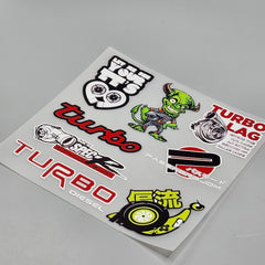 Premium Quality Custom Sticker Sheet For Car & Bike Embossed Style TURBO LAG