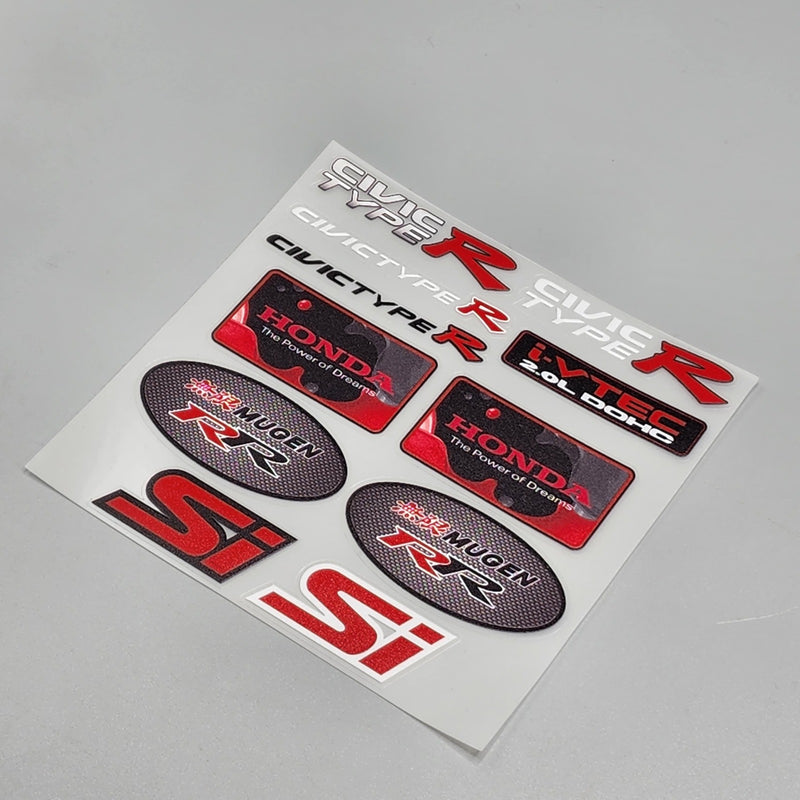 Premium Quality Custom Sticker Sheet For Car & Bike Embossed Style CIVIC TYPE R