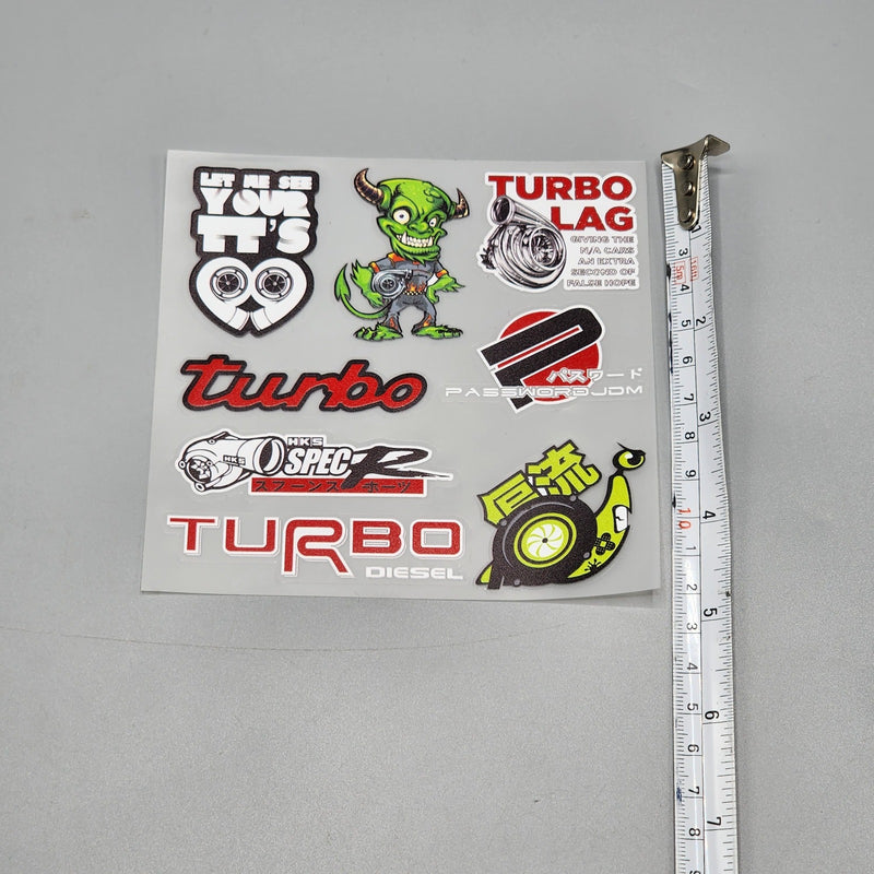 Premium Quality Custom Sticker Sheet For Car & Bike Embossed Style TURBO LAG
