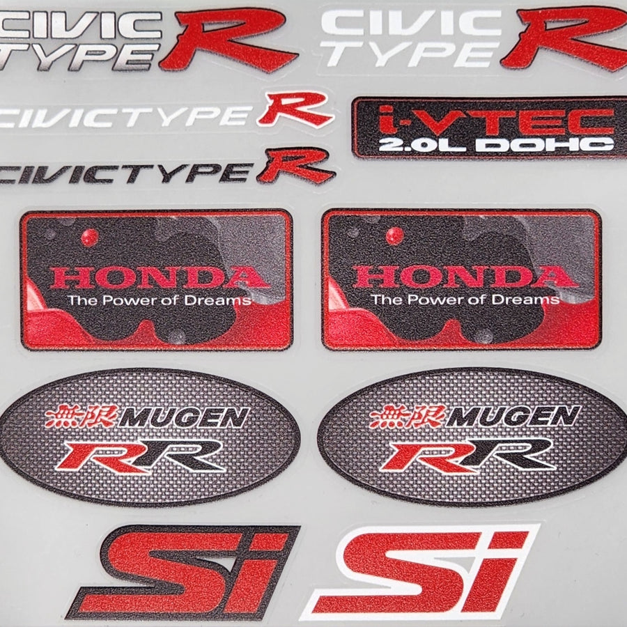 Premium Quality Custom Sticker Sheet For Car & Bike Embossed Style CIVIC TYPE R