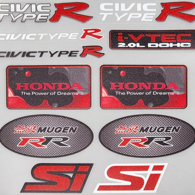 Premium Quality Custom Sticker Sheet For Car & Bike Embossed Style CIVIC TYPE R