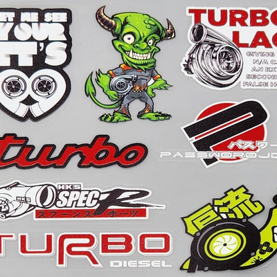 Premium Quality Custom Sticker Sheet For Car & Bike Embossed Style TURBO LAG