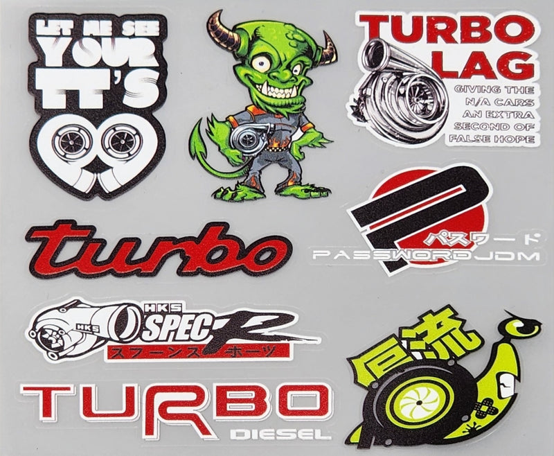 Premium Quality Custom Sticker Sheet For Car & Bike Embossed Style TURBO LAG
