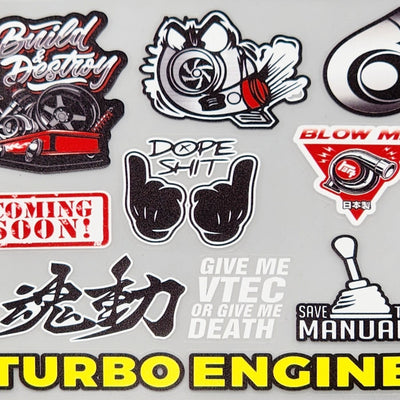 Premium Quality Custom Sticker Sheet For Car & Bike Embossed Style BUILD AND DESTROY