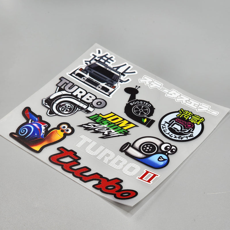 Premium Quality Custom Sticker Sheet For Car & Bike Embossed Style TURBO 2