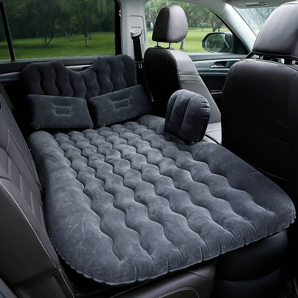 Universal Car Inflatable Bed Air Mattress In Car Outdoor Camping Cushion Folding Portable Flocking Pad(Black)