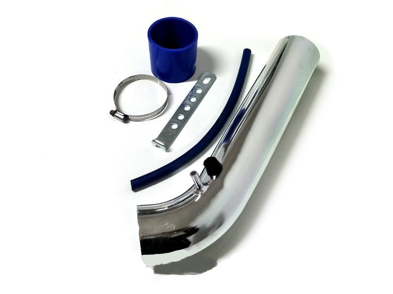 Universal Large Aluminum Air Intake Pipe / Hose Air Filter Intake System Duct Tube Kit (Silver)