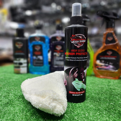 MEGA SHINE High Gloss Interior Protectant With Free Microfiber Glove