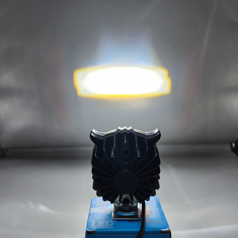 ﻿HJG 4 SMD Owl Shape Spotlight Headlight Lens Yellow-White Beam Fog Lights 1 Pc