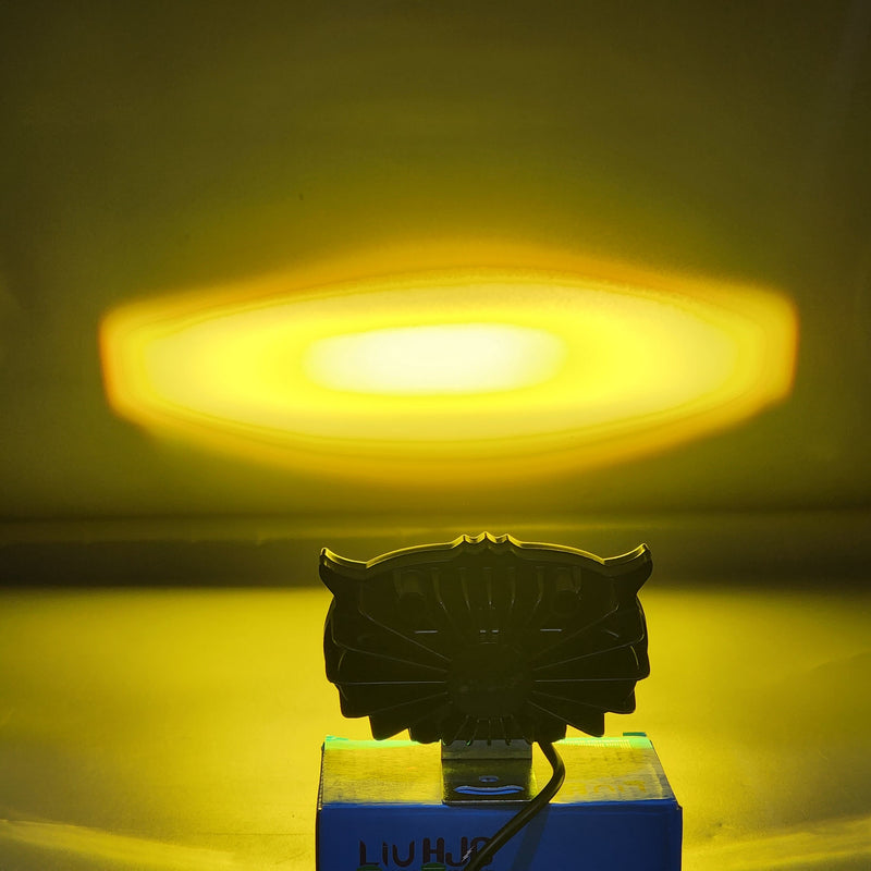 ﻿HJG 3 SMD Owl Shape Spotlight Headlight 9D Lens Yellow-White Beam Fog Lights 1 Pc
