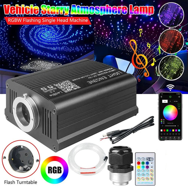 Liuhawk Single Head  Galaxy Fiber Optic 9.5ft Starlight Headliner Kit  500 Pcs 0.75mm with 100 pcs 1mm Meter Shooting Star, Sound Activated Remote APP Control CAR And HOME Roof Decor