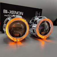 LIUHAWK Bi Xenon Projector DRL+Indicator X2 Round Style 55 Watt SMD Complete Set White - Yellow