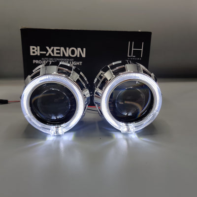LIUHAWK Bi Xenon Projector DRL+Indicator X2 Round Style 55 Watt SMD Complete Set White - Yellow