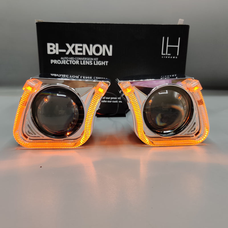LIUHAWK Bi Xenon Projector DRL+Indicator Mini Eye Style 55 Watt SMD Complete Set White - Yellow