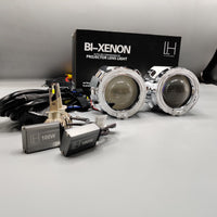 LIUHAWK Bi Xenon Projector DRL+Indicator X3 Round Style 55 Watt SMD Complete Set White - Yellow