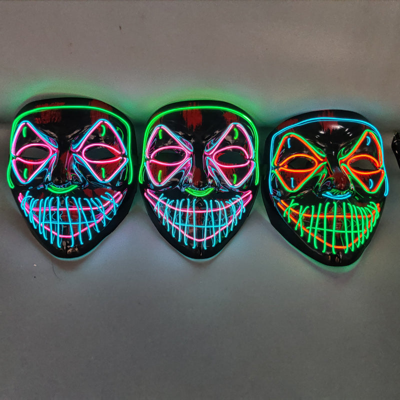 Universal Neon Halloween Mask, Led Purge Mask 3 Lighting Modes For Costplay 1 Pc(Blue)
