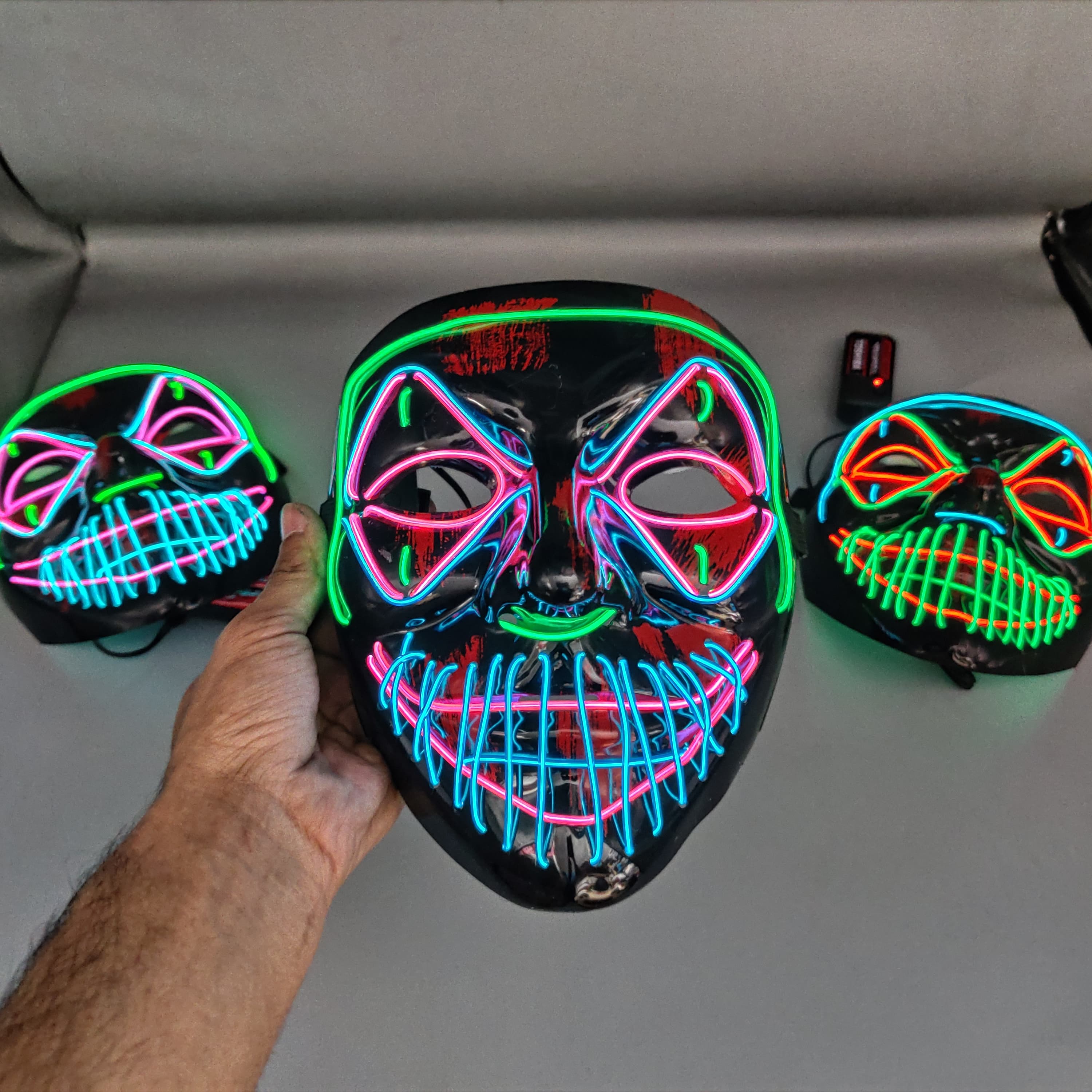 Universal Neon Halloween Mask, Led Purge Mask 3 Lighting Modes For Costplay 1 Pc(Green)