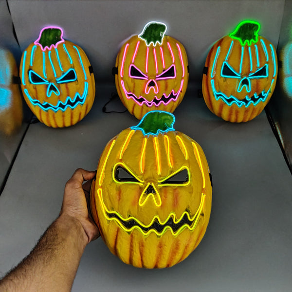 Universal Pumkin Style Neon Halloween Mask, Led Purge Mask 3 Lighting Modes For Costplay 1 Pc(Yellow)