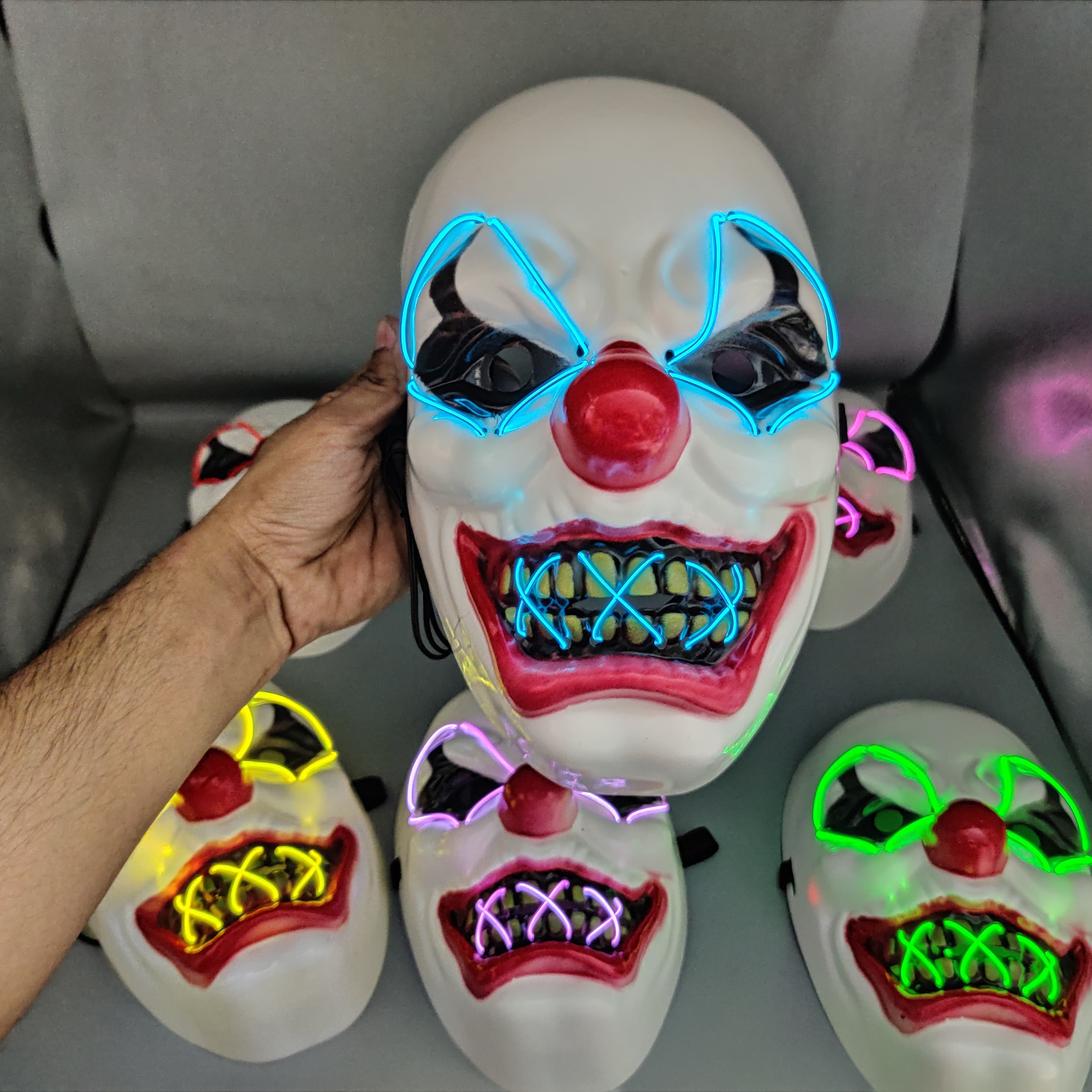 Universal Neon Halloween Mask, Led Purge Mask 3 Lighting Modes For Costplay 1 Pc(Pink)