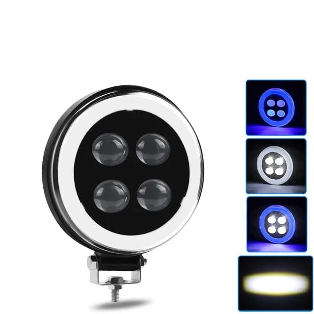 Universal LED Round Bar Light Angel Eye Function Auxiliary Fog Spotlig ...
