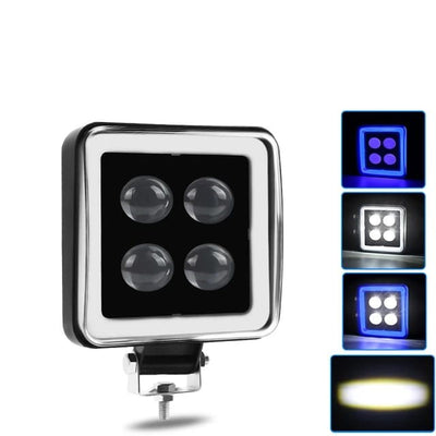 Universal LED Square Bar Light Angel Eye Function Auxiliary Fog Spotlights 1 Pc (Blue)