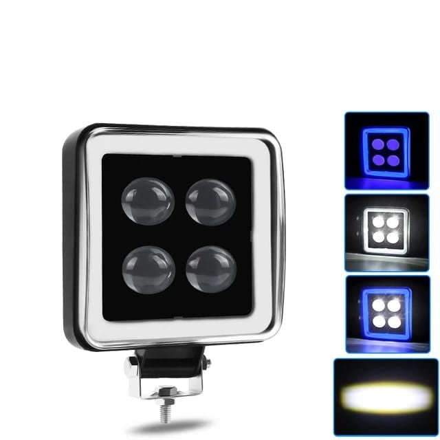 Universal LED Work Light Bar, Square, Angel Eye, Halo Ring, Slim, Auxiliary Spotlights, Fog Lamps for Car 1 Pc(Blue)