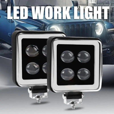 Universal LED Square Bar Light Angel Eye Function Auxiliary Fog Spotlights 1 Pc (Red)