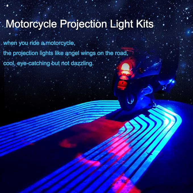 Universal Bike LED Wave Wing Light Dynamic Projection Lamp 2 Pc (Blue)