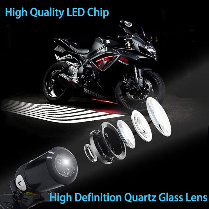 Universal Bike LED Wave Wing Light Dynamic Projection Lamp 2 Pc (Red)