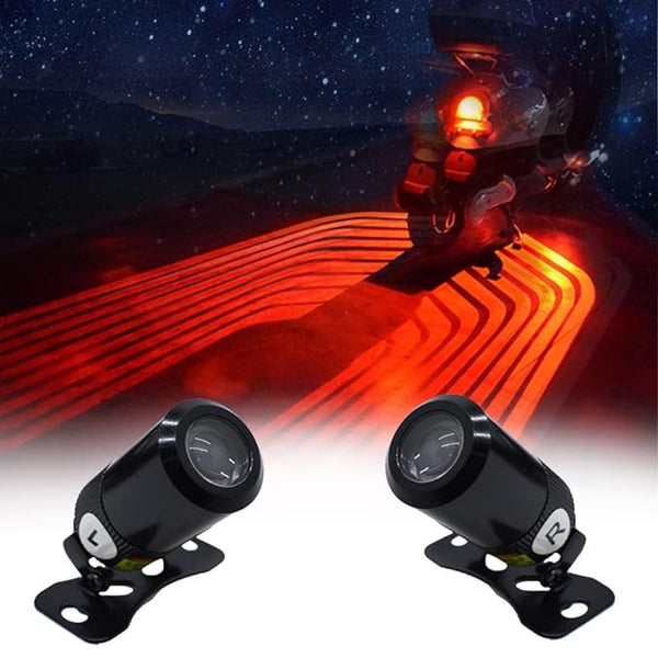 Universal Bike LED Wave Wing Light Dynamic Projection Lamp 2 Pc (Red)