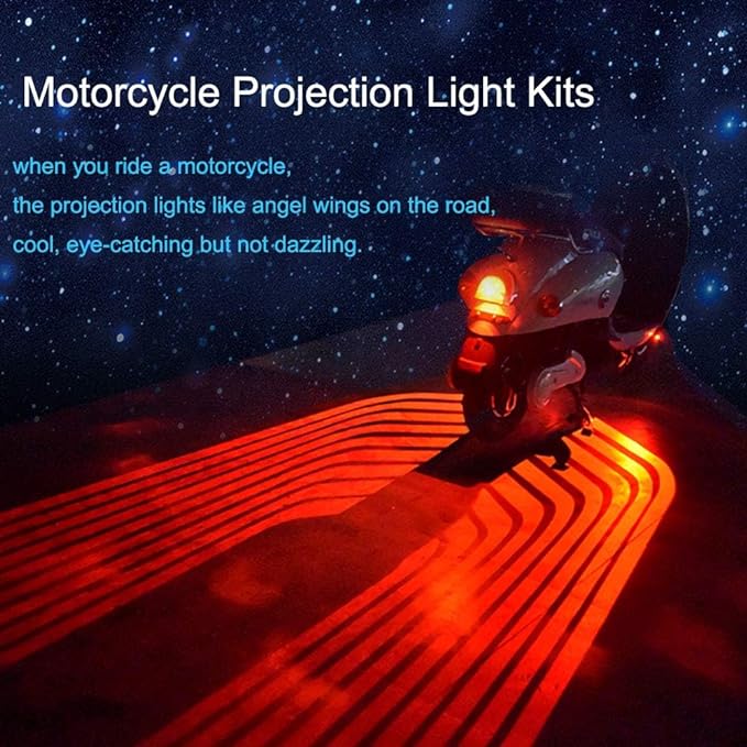 Universal Bike LED Wave Wing Light Dynamic Projection Lamp 2 Pc (Red)