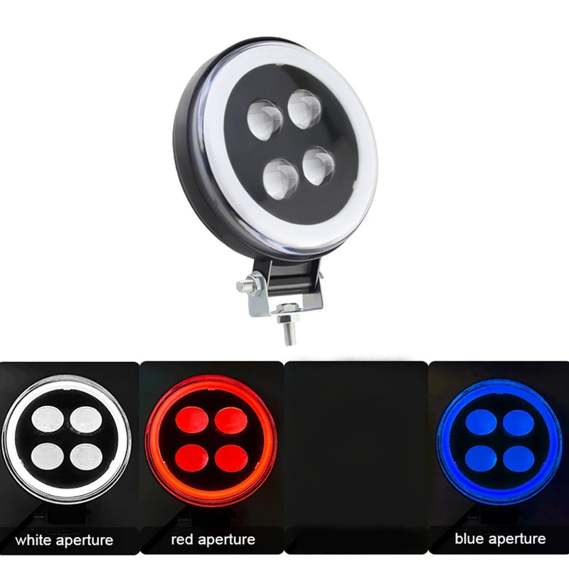 Universal LED Work Light Bar, Round, Angel Eye, Halo Ring, Slim, Auxiliary Spotlights, Fog Lamps for Car 1 Pc(Red)
