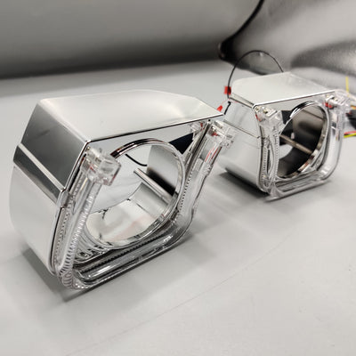LIUHAWK Bi Xenon 2.5 Projector Shroud DRL+Indicator Mini Eye Style 2 Pcs Set(Red/Yellow)