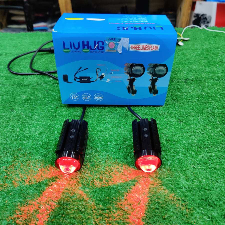 2 Pcs Set HJG S49 Series Driving Lens Dual Color With Wireless Remote And Flasher LED Fog Light Spotlight Lens Yellow-White Beam For Car