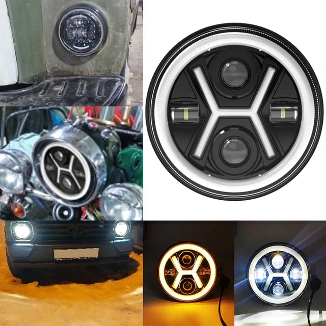 Jeep Round Headlight 7 Inch X DRL Projector style 2 pcs Set