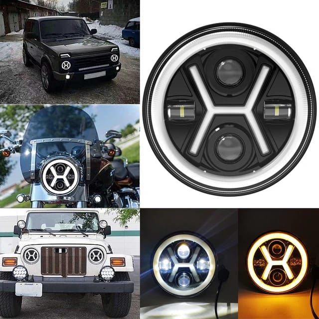 Jeep Round Headlight 7 Inch X DRL Projector style 2 pcs Set