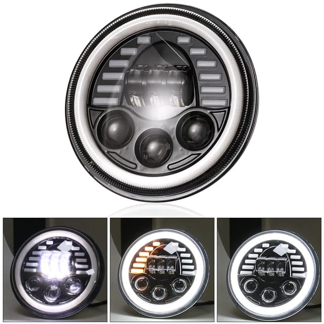 Jeep Headlight 7 Inch with Halo 3 Dot Style Drl 2 Pcs Set