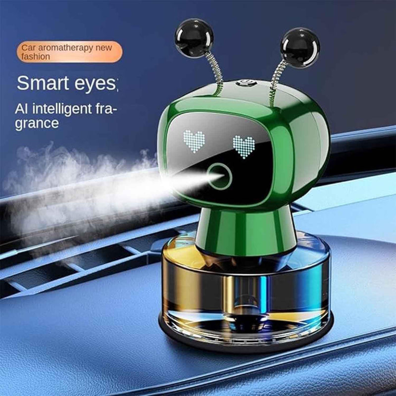 Universal Humidifier Robot Shape Car Air Freshener Diffuser, Car Interior Smart Aroma Diffuser Robot 1 Pc (GREEN)