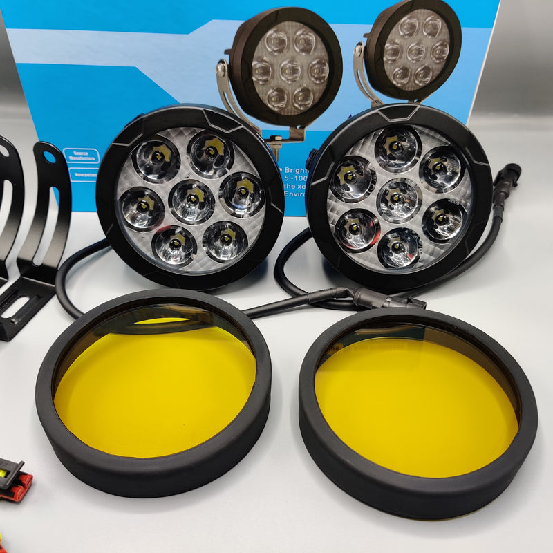 HJG 7 SMD Floodlight 140 Watt Cree SMD With Yellow Fog Covers And Wiring Bar Light 2 Pcs Set