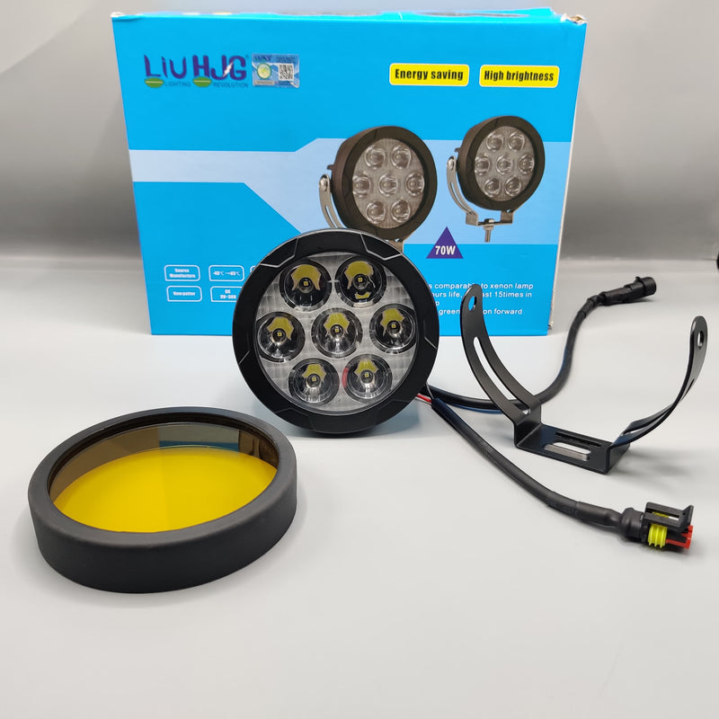 HJG 7 SMD Floodlight 140 Watt Cree SMD With Yellow Fog Covers And Wiring Bar Light 2 Pcs Set