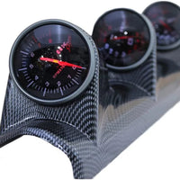 Car 12V 3in1 Carbon Fiber HKS Triple Pillar Gauge Meter Volt & Water Temp & RPM For Car 1 Pc